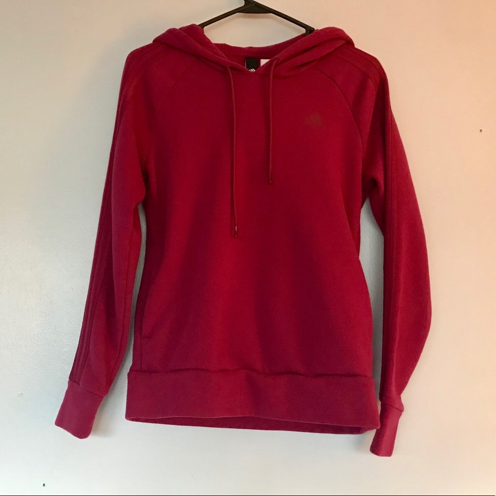 ADIDAS maroon pullover hoodie w pockets size small